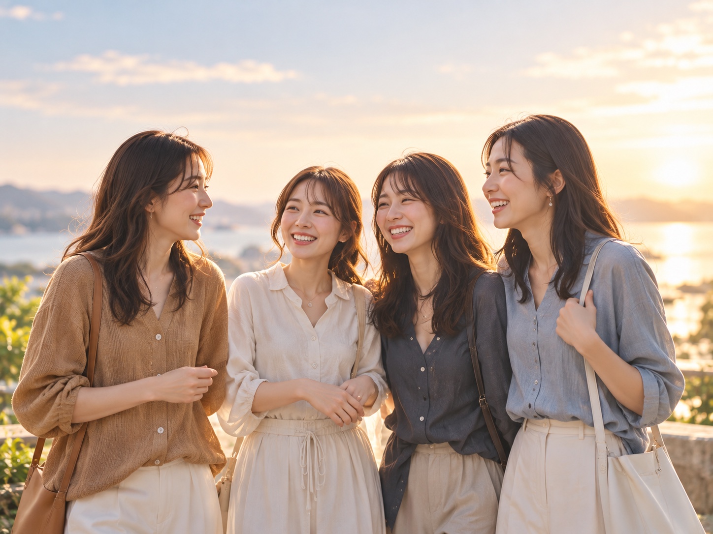 笑顔で語り合う女性4人