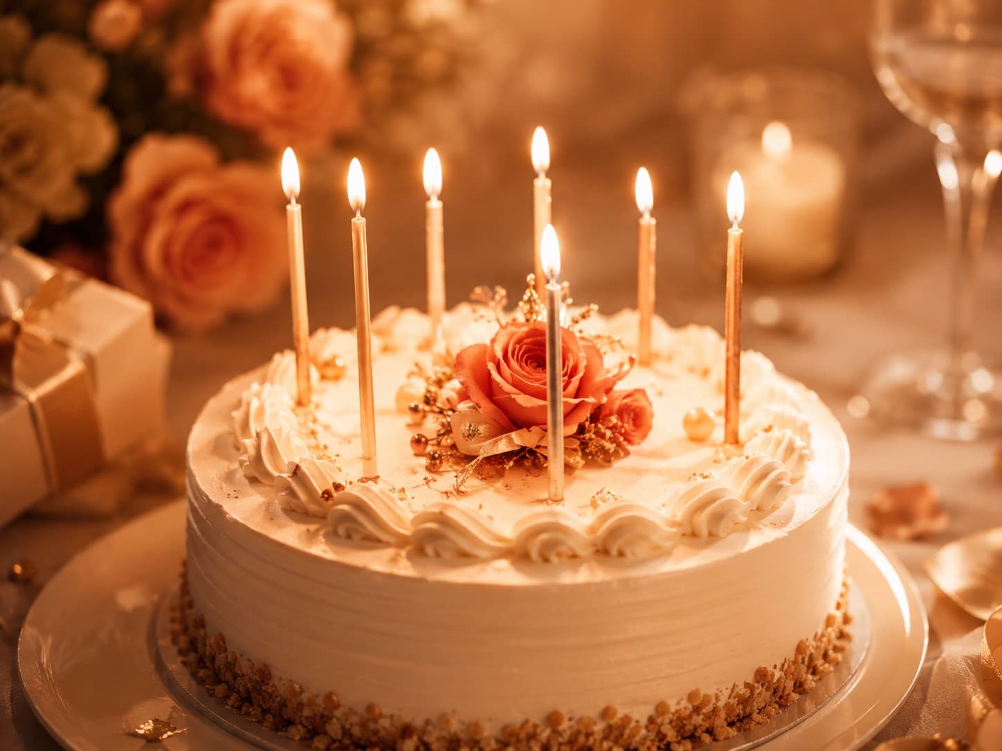 誕生日を祝うケーキ